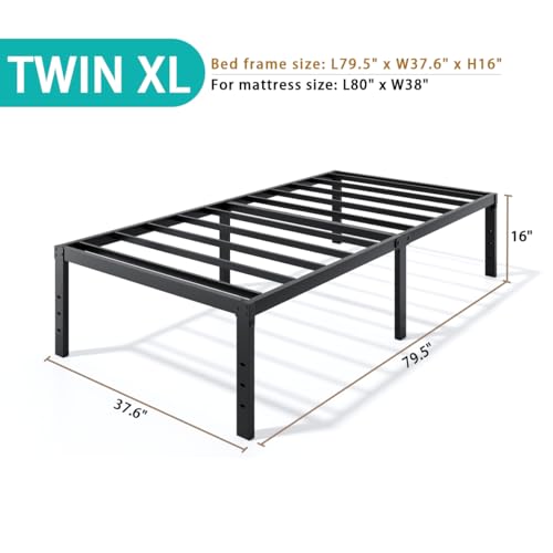 Image of LUMUNANCE Metal Bed Frame Twin XL Size - 16 Inch Heavy-Duty Platform Bed Frame No Box Spring Needed, Easy Assembly, Noise-Free, Sturdy Mattress Foundation, Underbed Storage Space