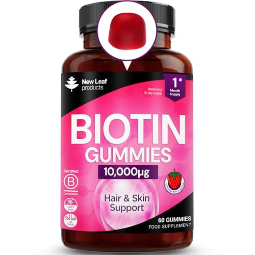 24% off - Beauty Hair Skin & Nails Gummies for Hair Growth & Skin Health Biotin 10,000µg- Vegan Chewable Beauty Vitamins Hair Vitamins for Women & Men - GMO Free, No Artificial Colours or Flavours, 60 Gummys