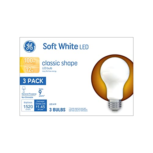 GE LED Light Bulbs A19 100W Soft White Energy Efficient 3 Pack