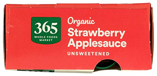 Image of 365 by Whole Foods Market, Organic Strawberry Applesauce Pouches, Unsweetened, 3.2 Ounce (Pack of 8)