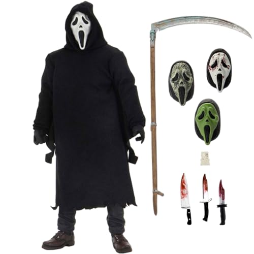 Zhongkaihua Figurine Ghostface Figurine d'Action Ghostface 18CM Modèle PVC Ornement de Bureau Maison Noël Collection Anniversaire Décoration Halloween...
