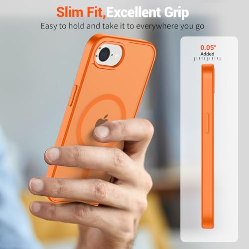 Image of SUPFINE Magnetic for iPhone 17e Case /iPhone 16e Case (Compatible with MagSafe) (Military Grade Drop Protection) Translucent Matte Shockproof Phone Cover,Starry Orange