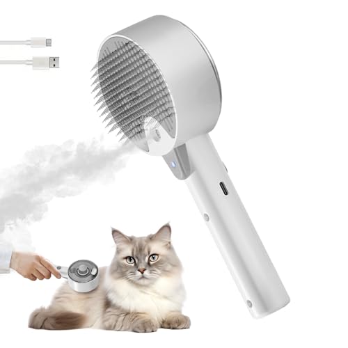 Cat Steam Brush, Spritz Defur Comb for Cats, Steam Cat Brushes for Long Short Haired Cats, 2025 Upgraded Self Cleaning for Massage Pet Grooming Brush with Spary for Dog Kitten Rabbit