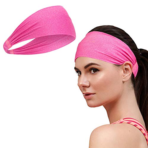 Workout Schweißbänder Stirnbänder für Frauen - Sport Anti-Rutsch-Stirnband, athletisches Schweißband, dehnbares feuchtigkeitsableitendes Haarband, langes Haar, Tennis, Übung Fitness Gym Cover