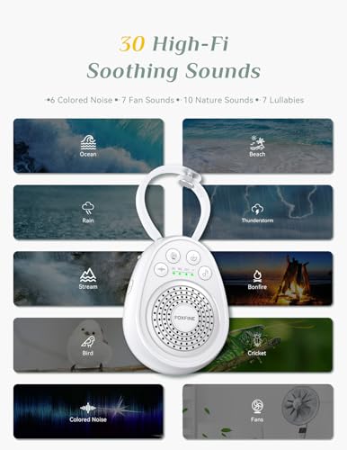 White Noise Machine, Portable Sound Machine for Sleep Travel 30 Soothing Sounds for Baby Adults with 32 Volume Levels Timer Child Lock Memory Noise Canceling for Home Office Privacy - Image 4