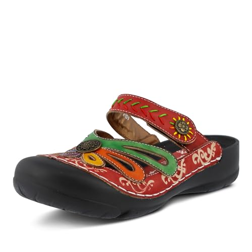 L'artiste by Spring Step Women's Copa Flat Sandal, Red/Multi, 38