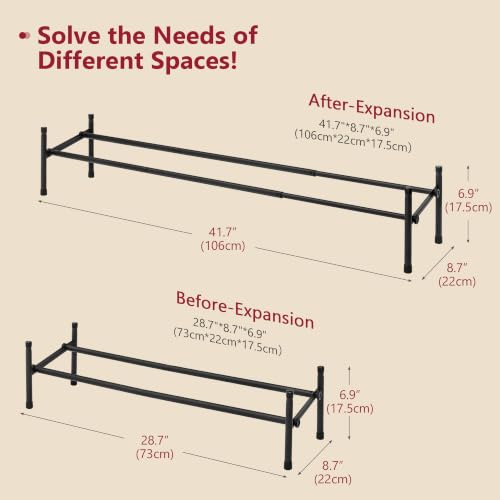 Tajsoon Ausziehbarer Schuhregal für Kleiderschrank, 1 Etage, 71-104 cm Verstellbar & Stapelbarer Schuhablage-Organizer aus Metall… – Ansicht 3