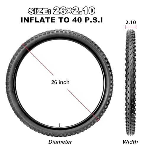 Mountain Bike Tires & Tubes Set: 26×2.1 Inch