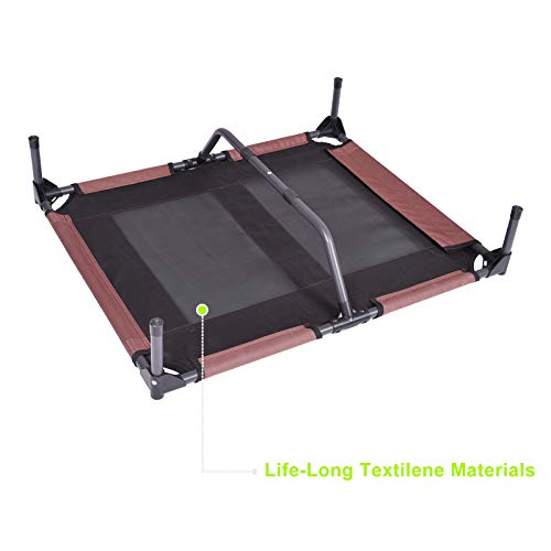 OLSAGO Elevated Pet Cot with Canopy,Portable Raised Pet Cot for Camping or Beach,Removable Canopy,Durable 1680D Oxford Fabric Raised Mesh Cot Cooling Outdoor Dog Bed,Carrying Bag(Coffee Brown) - Thumbnail 5