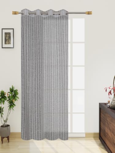 Image of Exporthub Sheer Linen Cotton Curtains for Window 5 Feet Set of 1 Pc, Grey - Light Filtering Breathable Fabric Drapes for Living Room & Bedroom (EHSPR055 54 1)