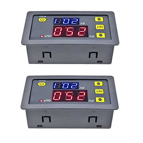 2Pcs Timer Delay Relay Programmable Cycle Timer Switch On-Off Control Led Digital Display Time Relay Module (Ac110V~220V/10A) Gray #TOP1