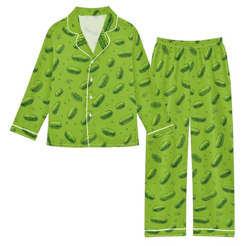 Image of Satin Pajama Sets Short Sleeve Horses Running on Colorful Button Down Silky Nightwear 2 Piece PJS 5-14Y