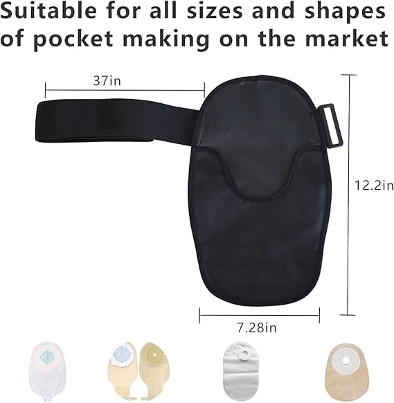 Miniatura 4 de Bolsa de ostomía impermeable con banda de fijación ajustable, reutilizable, universal, para estomía, suministros para ileostomía