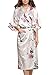 Price comparison product image Dolamen Women's Dressing Kimono Gown, Silk Satin Peacock and Blossoms Robe Bathrobe Bridesmaid Nightwear Pyjamas, Long Style, UK 8,10,12,16,14,18 (XXX-Large, White)