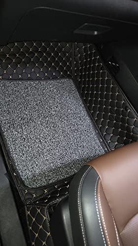 Image of KA10 7D Car Floor Mat for XUV700 (7 Seater) | Custom Fitted | Premium PU Leather | 100% Waterproof, Zero-Dust, Shield Your Car Floor | Full Set with Grass | (Black with Black)