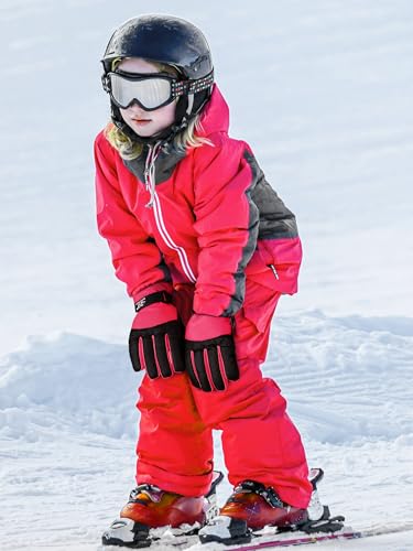 Image of SATINIOR 2 Pairs Kids Waterproof Winter Snow Gloves Ski Gloves for Boy Girl Outdoor Warm Thickening Snowboard