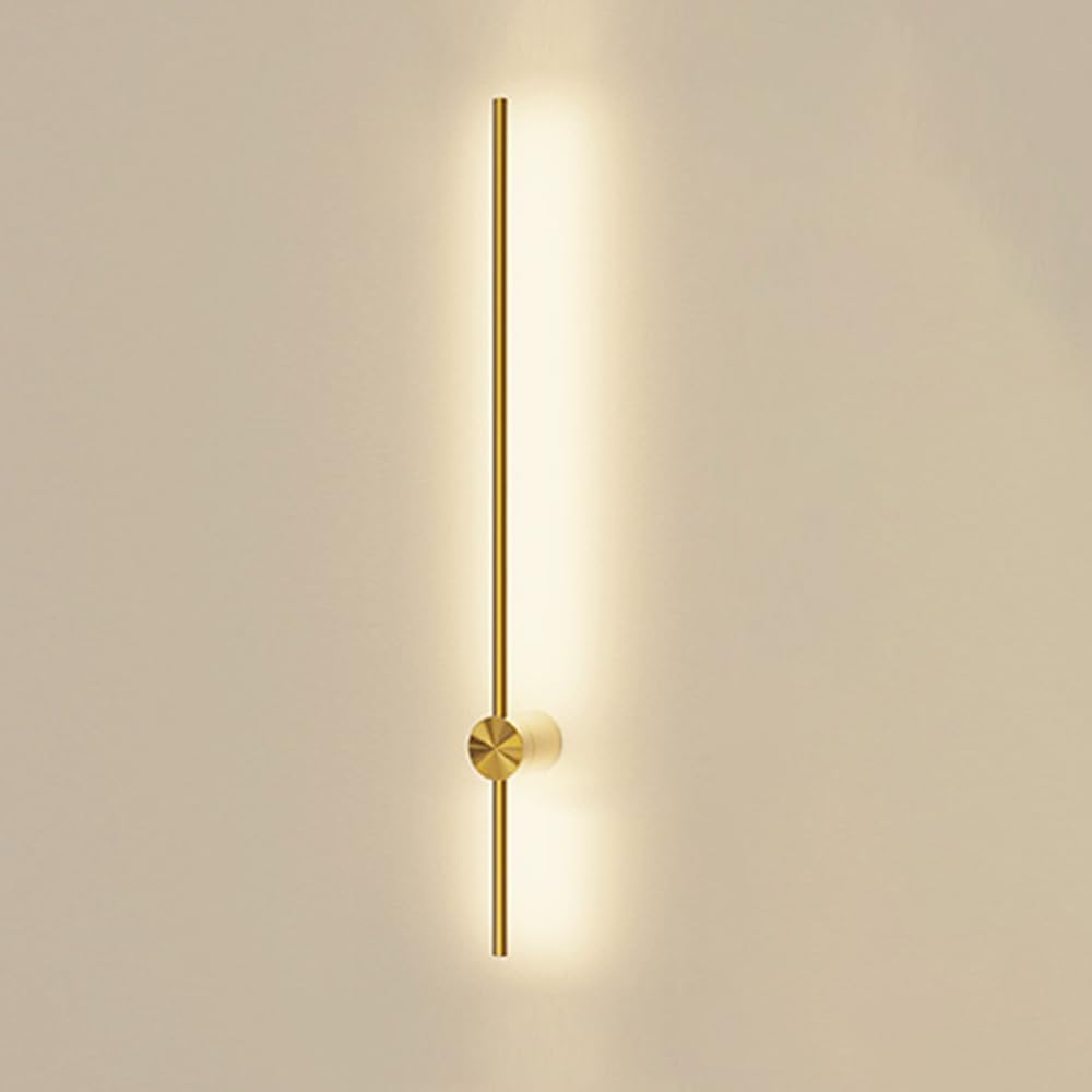 HPTHLY Indoor Wall Lights Fixtures Led Wall Lamps Adjustable Brass Strip Wall Sconces With Acrylic Shade For Bedroom Living Room Hallway (Warm Light-80Cm)