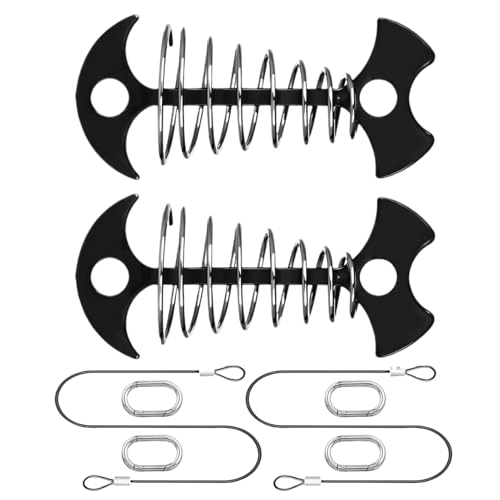 Estacas para Muebles de Exterior | Piquete En Forma De Espina con Cuerda para Kayak,2 Piezas de Equipo de Montaje Resistentes con 2 Cuerdas y 4 Mosquetones para Barbacoa Sillas de Kayak Mesas