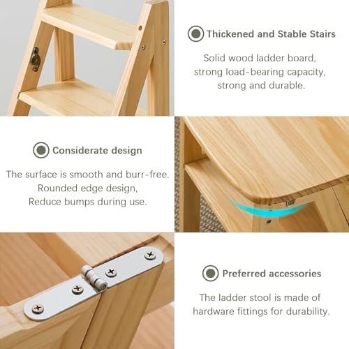 Échelle pliante 4 marches en bois pour optimiser les petits espaces - 6