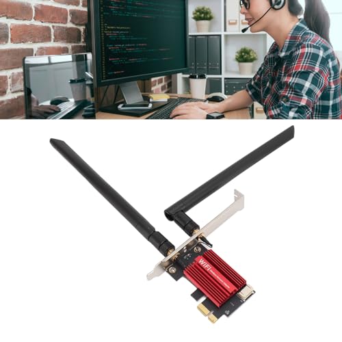 Tarjeta de Red Inalámbrica WiFi 6E PCIe X1 5374Mbps, Bluetooth 5.3, Antena Dual 8dBi, Tri Banda 2.4G 5G 6G para PC de Escritorio Gaming miniatura 5