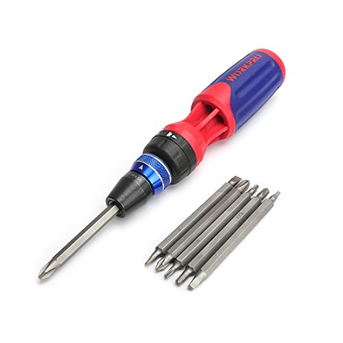 WORKPRO 12-in-1 Ratcheting Multi-Bit Screwdriver Set, Quick-load Mechanism Screwdriver with Double End Bits in Handle