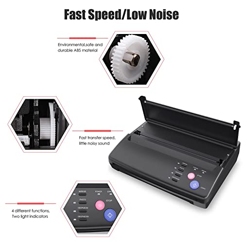 Liumate Tattoo Transfer Stencil Machine Thermal Copier Printer, Tattoo Stencil Printer With 20 Pcs Tattoo Transfer Paper, Tattoo Printer Machine For Temporary And Permanent Tattoos, Black #TOP6