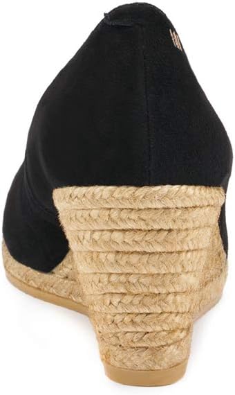 VISCATA Roses Espadrille Suede Wedges Spain Handmade 2  Heel Women's Pumps with Soft, Premium Suede Upper and 100% Natural Jute Midsole for All Occasions: Casual, Work, Party 6 Black