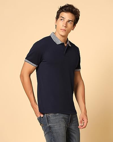 Image of INKKR Men's Solid Polo Collared Neck T-Shirt Combo (Navy,L.Green)-XXL