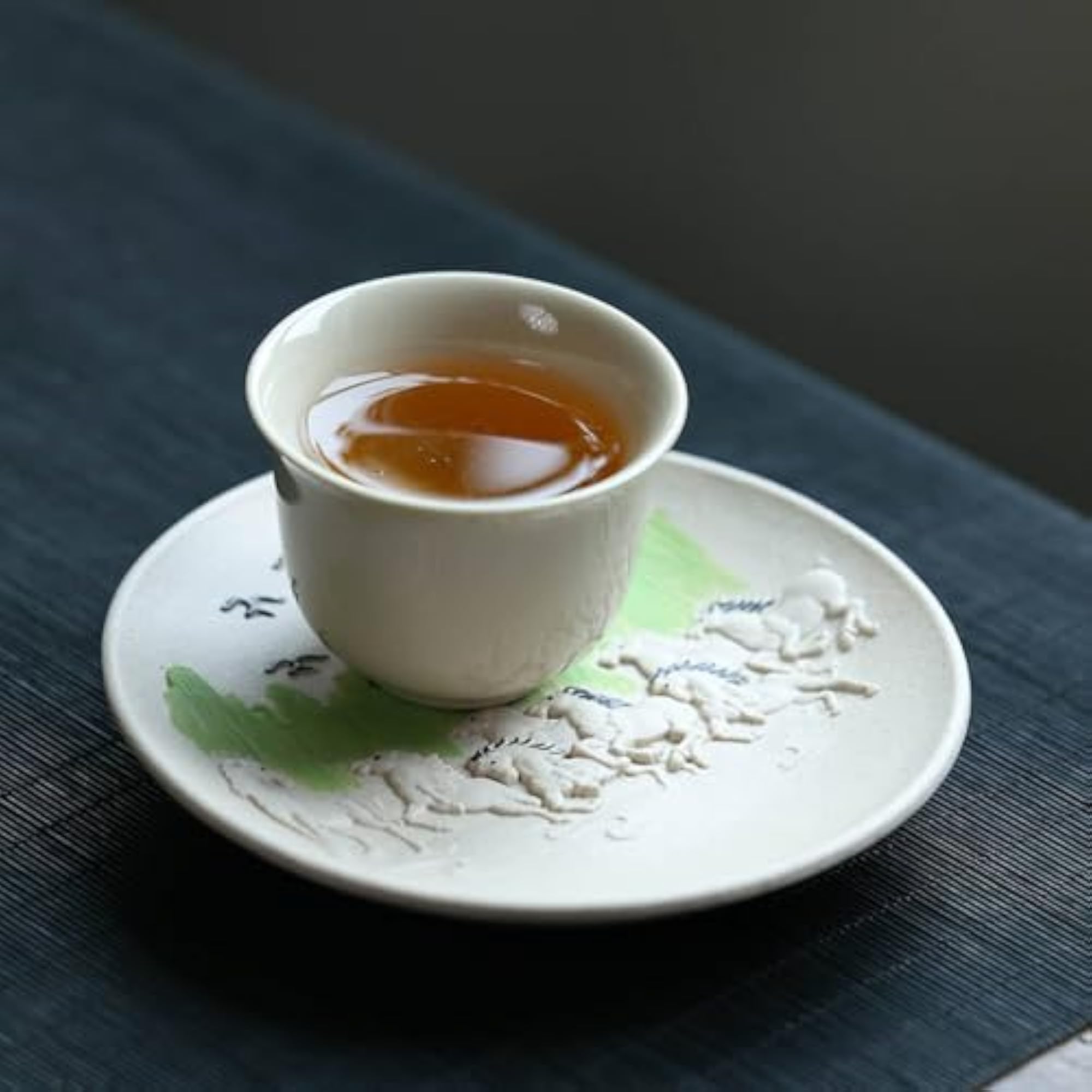Embossed Horse Pattern Tray, Multi-Functional Zisha Clay Dish