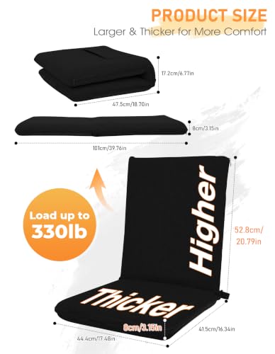 Image of FASTMOMENT Floor Chair with Back Support Adjustable Meditation Chair with 14 Positions Portable Ground Seating for Adults Foldable Floor Seat for Meditation Yoga (Thicker Sponge Version, Black)