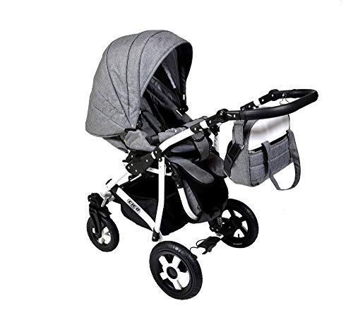 Cleo Kombi Kinderwagen 3 in 1 grau/weiß