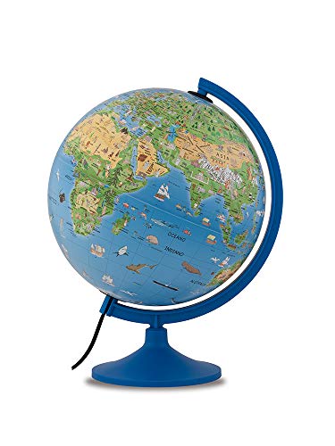 Tecnodidattica – Mappamondo Atmosphere Family Solid per bambini, luminoso, girevole, cartografia illustrata e meridiano graduato, diametro 30 cm