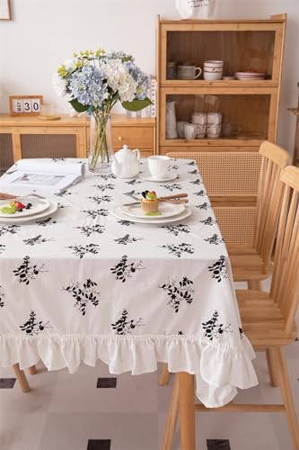 Nappe coton 150x150 KnSam fleur brodée nappe carrée anti-tache volant - 6