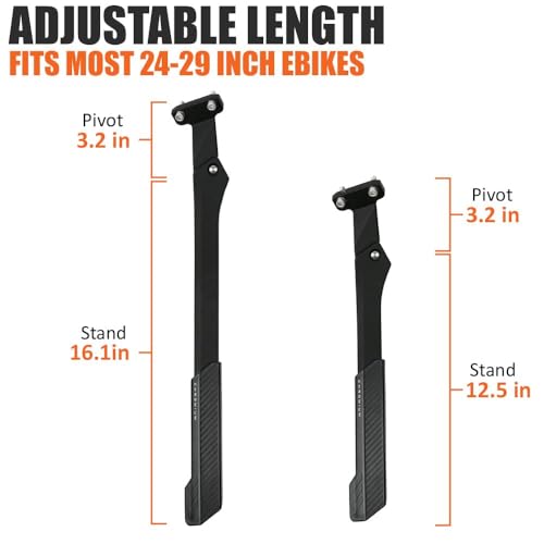 Image of 'BV Bike Kickstand - Mountain Bike Kick Stand for 24-29'' Bicycles - Adjustable Length, Non-Slip Sole, Aluminum Alloy Material - Black Bicycle Kickstand'