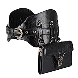 Waist Bag Belt Purse Fanny Pack Crossbody Motorcycle Hiking Phone Holder Wallet Vintage Leather Casual Fashion Daypack Gothic Festival Costume Hip Pouch for Women Men (Waist)