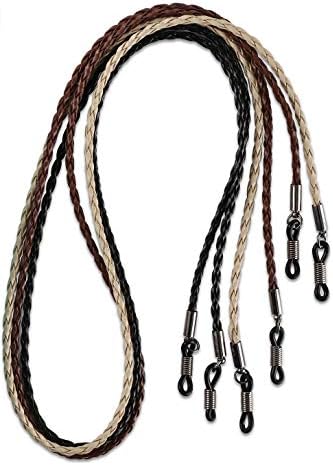 Avitron HANGIT, Elegant Eyeglass, Sunglass Strap-Chain- Retainer Braided, Sports Band, 3 Pack - PU Leather For Men Women By HANGIT (beige black brown)