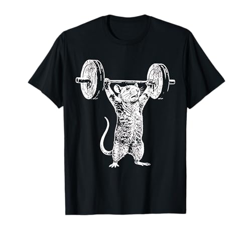 Vintage Rat Rétro Haltérophilie Gym Deadlift Drôle T-Shirt
