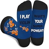 Calcetines Divertidos de Violín para Hombre, Funny Socks Musicales con Diseño Colorido Regalo Original para Papá Novio o Músico Violinista Ideales para Navidad, San Valentín Cumpleaños y Día del Padre