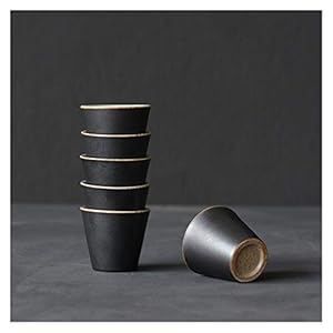 XUNYUAN Black Crockery Ceramic Teacup Sets van 6 Cups Chinese Kung Fu Cup 70ml YY (Color : BLACK)