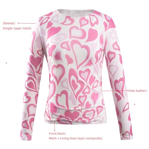 Image of MOUSYA Sheer Tops for Women Mesh Long Sleeve Top See Through Sexy Going Out Tee Summer Crewneck Party Undershirt