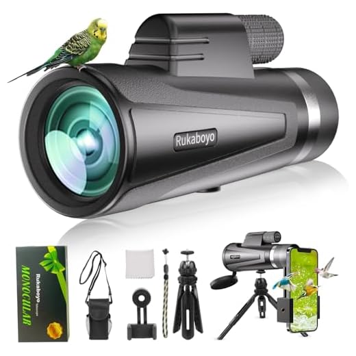 Telescópio monocular HD 12X50 de alta potência com adaptador e tripé para smartphone – Monocular de prisma BAK4 para vida selvagem, observação de pássaros, caça, viagem, acampamento, observação de