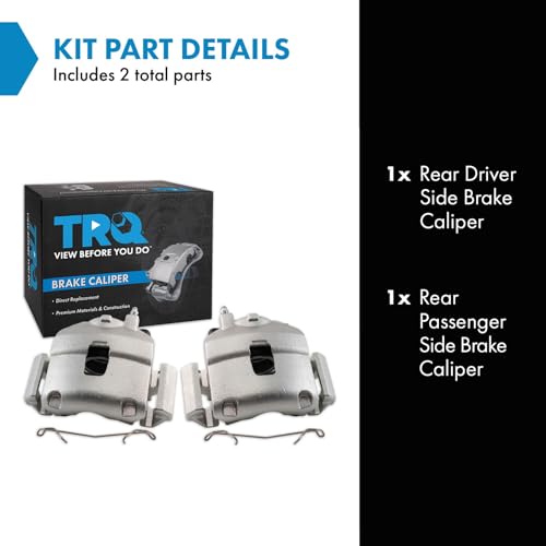Image of TRQ Rear Brake Caliper Set Zinc Coated Brackets Compatible with 2018 Fiat 500X 2018-2020 Jeep Compass 2018 Jeep Renegade