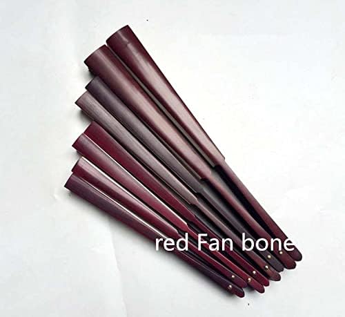 11.8" DIY Wedding Guest Book Fan - Blank Xuan Paper Canvas for Signatures - Large Bamboo Folding Fan for Rustic Wedding Decor, Bridal Shower & Custom Party Favors (Red Bamboo Ribs)