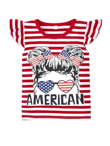 Image of Girls Summer Outfits Toddler Baby Girls Short Sets 2 Piece Clothing Set Flutter Sleeve Shirt and Short 2-7 Years