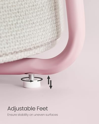 Image of VASAGLE LILEA Collection - Small Round Side End Table, Modern Nightstand with Fabric Basket, for Living Room, Bedroom, Set of 2, Jelly Pink and Cream White ULET225SA01S