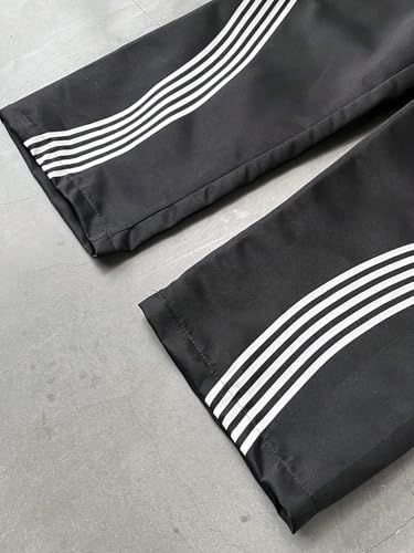 ZAFUL Men's Baggy Wide Leg Sweatpants Y2K Striped Side Drawstring Waist Barrel Track Pants with Pockets3