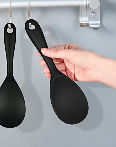 Image of FireKylin 2 Pcs Black Silicone Rice Paddle,Non Stick Rice Spoon Scooper