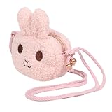 TENDYCOCO かわいいウサギのデザイン 子供用クロスボディバッグ 女の子用ショルダーバッグ 調節可能なストラップ付き 柔らかいぬいぐるみ素材で肌触りが良い 外出時の小物収納に便利