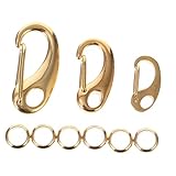Beatifufu 3 piezas Clip para Collar de Perro y Gato de Acero Inoxidable Dorado de Ganchos con Anillas para Etiquetas de Identificación Resistente y Seguro para Arneses Mascotas