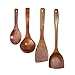 YIMINGYANG Utensili da cucina in legno per cucina, set di 4 utensili da cucina padella antiaderente, cucchiai di cottura in legno e spiga di legno spatole, utensili in legno in teak naturale, per cuci